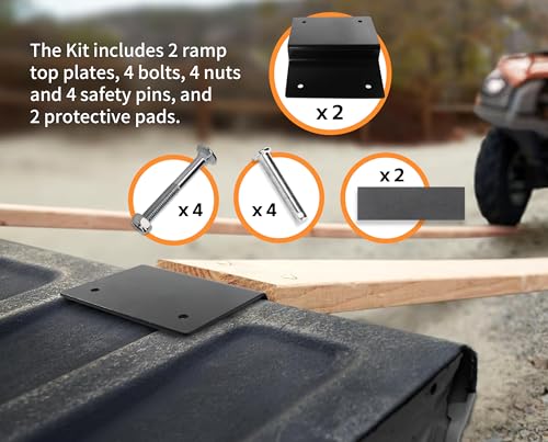 MAXXHAUL 50872 Steel Ramp Top Kit - Quickly Create Your Own Ramps with 2"x8" Planks to Safely Load ATV Motorcycle and Lawn Equipment On and Off Your Vehicle