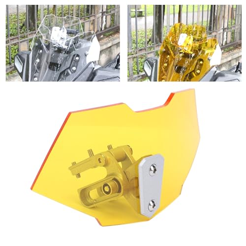 Motorcycle Windscreeb Extension, Wind Deflector Windscreen Extension for Motorbike, Windscreeb Acrylic Heightened Adjustable Clip On (Yellow) - size: Yellow