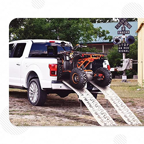 ATV Loading Ramps with Support Legs for Pickup Truck, 7.5FT Aluminum Folding Ramp, Upgraded Ramps for Motorcycle, Snow Blower, Dirt Bike, Lawnmowers / 2650lbs Max Load / 2Pcs