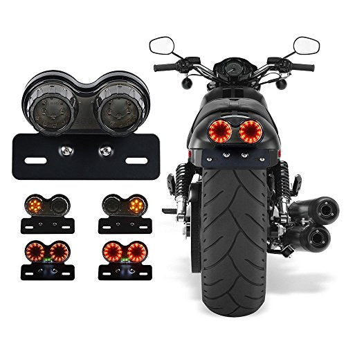 ANKIA 40-LED 40W Motorcycle Tail Light Integrated Running Lamp Brake&Turn Signal Light with License Plate Bracket for Harly Motorcycle Street Bike Cruiser Chopper (Black) - color: Black