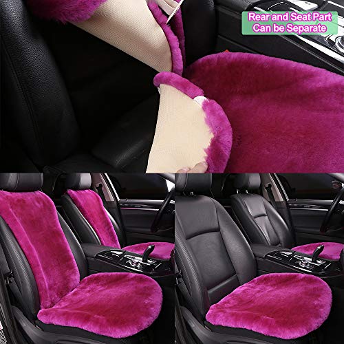OGLAND 2 Pack Fur Fuzzy Sheepskin Car Seat Covers for Universal Auto Plush Seat Cushion Accessories Automobiles (Honey Beige) - color: Honey Beige