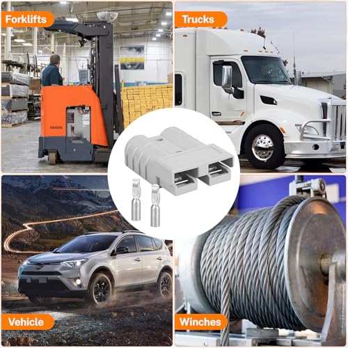6 Pcs 50A-600V Battery Quick Connect/Disconnect, Compatible with Anderson Connector, 8-12 AWG Quick Jumper Cable Plug Connector Kit for Car/RV/Truck/Forklift Rescue Winch Trailer, Traction - size: 50A-600V-6PCS