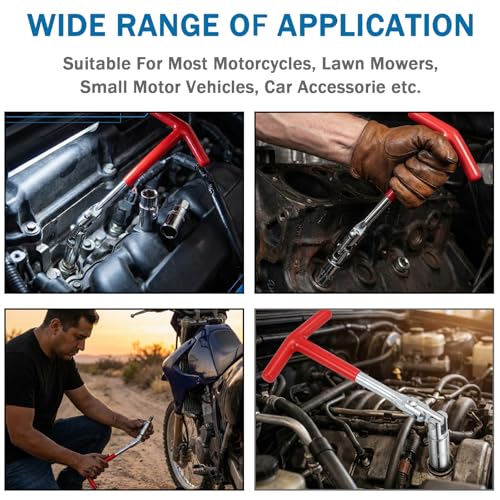 T-Handle Spark Plug Socket Wrench Set - 3Pcs Universal 16mm (5/8") & 21mm (13/16") Heavy Duty Spark Plug Remover and Installer Tool for Motorcycles, Lawn Mowers, Small Engines, Automotive - style: 3PCS