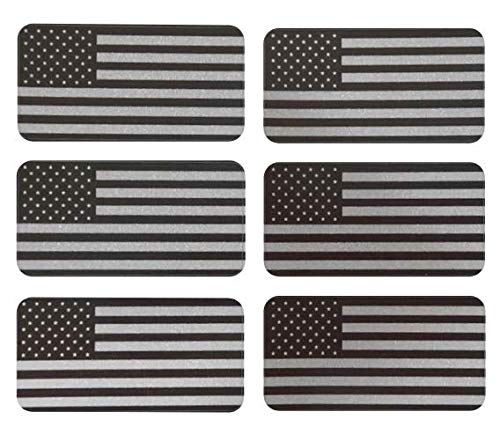 6 pcs Reflective USA Stealthy Flag Hard Hat Stickers, Black Ops Hardhat Decals | Tactical Morale Military Gear Labels | USA American Flag Helmet Toolbox - color: Usa Grey