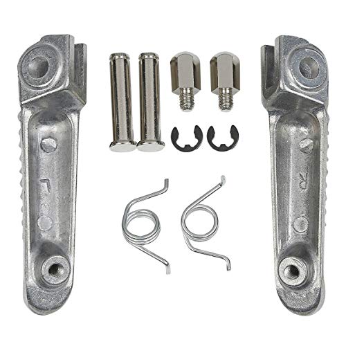 TCMT Front Footrests Pegs Footpegs Sider Fit for Yamaha YZF R1 1998-2025 R1S R1M 2015-2023 YZF R6 2003-2020 YZF R6S 2003-2009 Replace for 1KB-27461-00-00 - color: Sliver