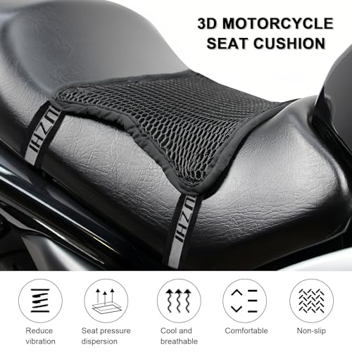 Motorcycle Seat Cushion Air Cooling 3D Mesh Motorcycle Seat Pad,Butt Protector Pads,Motorcycle Cool Seat Cover,Breathable Motorcycle Seat Cover,Size L - size: 32 x 36cm