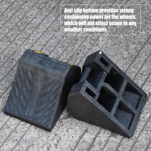 Heavy-Duty Rubber Wheel Chocks, Ergonomic Portable Durable Wheel Chock with Handle, Wheel Wedge, Wheel Stopper for Cars, Motorcycles, Travel Trailers (Small - 8Pack) - size: Small - 8Pack