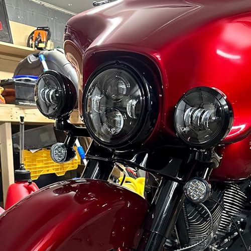 XFMT Motorcycle 4.5" Auxiliary Spot Fog Light LED Turn Signal Light W/Bracket For Harley Touring Road King 1994-Later Electra Glide 1997-Later Street Glide FLHX 2006-Later, Black + Chrome - color: Black + Chrome