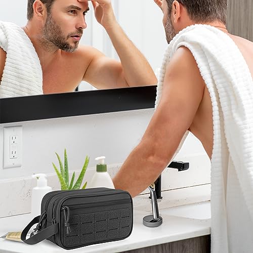 QT&QY Tactical Toiletry Bag For Men Hygiene Bag EDC Military Tool Molle Pouches Small Dopp Kit Mens Shaving Kit Travel shower Bags - color: 1 US Black
