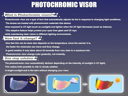 R1 Air Helmet Visor Replacement,Tinted Motorcycle Helmet Face shield Windshield lens for R1,R1 Air,R1 EVO,T520,ST1400,391 (Photochromic Revo Blue) - color: Photochromic Revo Blue