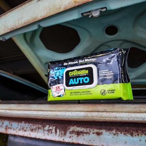 Crocodile Cloth Auto Cleaning Wipes – 600 Count (6 Packs of 100) XL 15" x 10" Heavy-Duty Car Wipes for Engine Degreaser, Detailing, Tires, Tools & DIY Projects - size: 100 Count (Pack of 6)