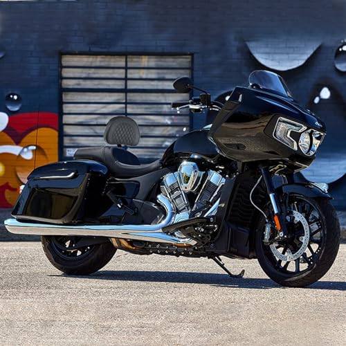 Plug-In Driver Rider Backrest for Indian Adjustable Motorcycle Front Back Rest Pad Mounting Kit Fit Chief Chieftain Roadmaster Springfield 2014-2025 (Not for Indian Chieftain PowerPlus) - color: Black-Diamond