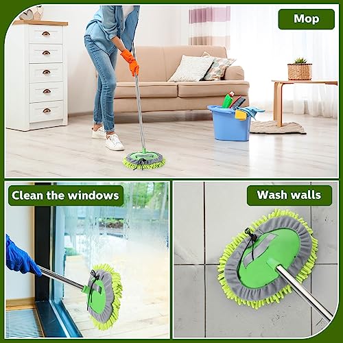 Tallew 5 Pcs Car Wash Mitt Kit, Car Clean Brush Not Included, Microfiber Mitt Clean Detail Cleaning Tools Truck Washing Chenille Scratch Replacement Kit for Auto RV Pickup Bus (Green) - color: Green