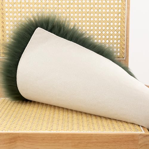 LLB Sheepskin Chair Covers - Office & Dining Room Chair Pads - 18x18 Inch, Dark Green - color: Dark Green, size: 18x18 Inch (Pack of 1)