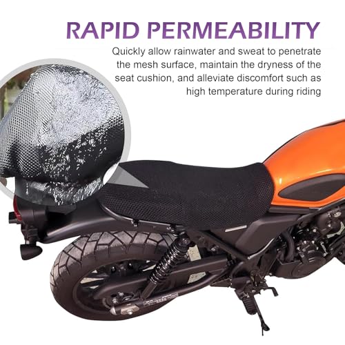 Motorcycle Seat Cover, Waterproof & Non-slip Seat Protective Cover, Honeycomb Breathable Mesh Fabric Protective Pad, Universal for Most Motorcycle, Scooter, Moped, E-bike (Black #Middle) - color: Black #Middle