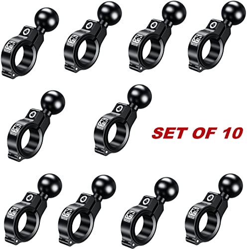 BRCOVAN 10 Pack, Aluminum Alloy Handlebar Mount Base with 1'' TPU Ball | Compatible with RAM Mounts B Size 1 Inch Ball Double Socket Arm, for Round Rail Diameter 0.5'' 0.87'' 1'' 1.125'' 1.26'' - style: R3-Set of 10