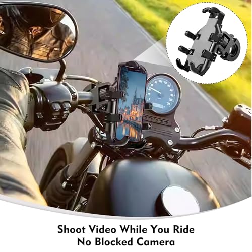 Bike Phone Holder Handlebar, Motorcycle Phone Holder, Bike Phone Mount, Bike Accessories, Anti-Shake&Camera Friendly, Compatible with iPhone, Samsung and All 4.7" to 7.2" Smartphones