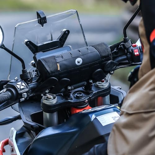 Rhinowalk Motorcycle Handlebar Bag 2L Handle Pouch with Rain Cover & Shoulder Strap, Fits ADV Enduro Touring Motorbikes