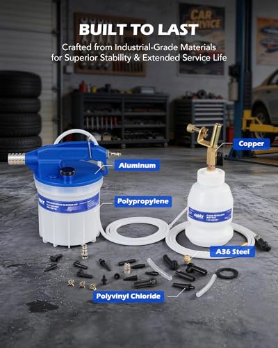 Orion Motor Tech 2L Vacuum Brake Bleeder Kit, Pneumatic Brake Fluid Bleeder Kit with 2.1 qt Brake Fluid Extractor 1L Refilling Bottle 19 Adapters, One Person Brake Bleed Fluid Pump Brake Bleeding Tool - size: 2L Standard Set