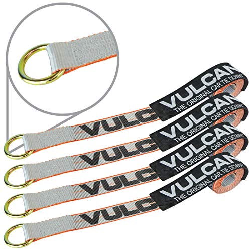 VULCAN Wheel Dolly Tire Harness with Universal O-Ring - Lasso Style - 2 Inch x 96 Inch - 4 Pack - Silver Series - 3,300 Pound Safe Working Load- Straps Only - Ratchets Sold Separately - color: Silver Series