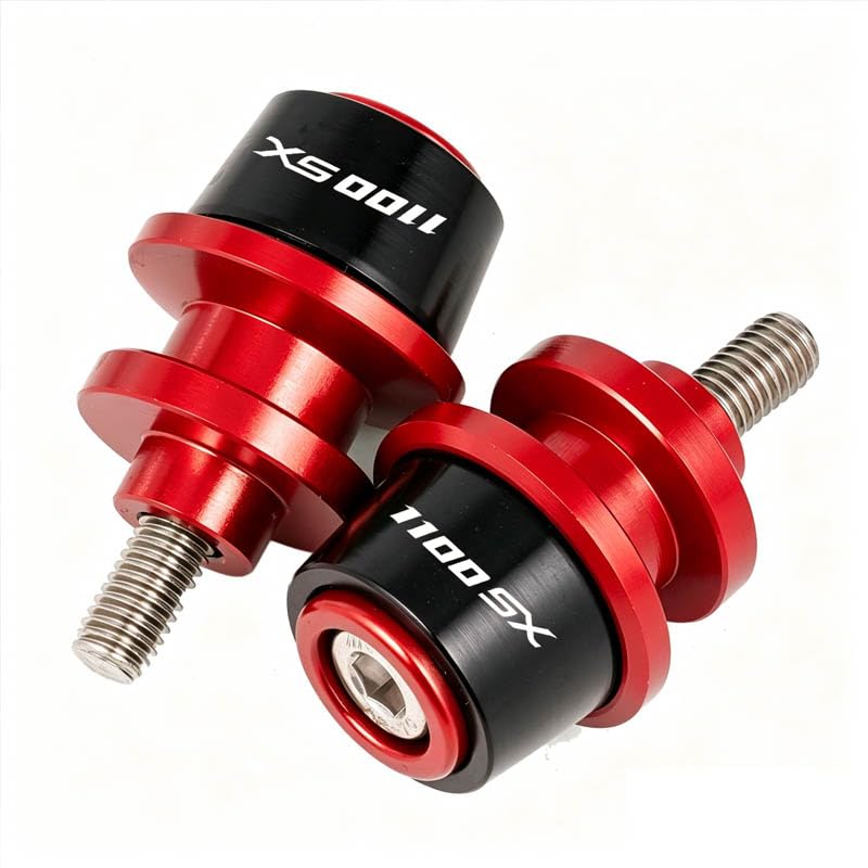 Compatible with Ninja1100SX SE Ninja 1100 SX SE Ninja 1100SX 2025 2026 Motorcycle CNC M8 Swingarm Spools Slider Stand Screws Sliders (Red) - color: Red