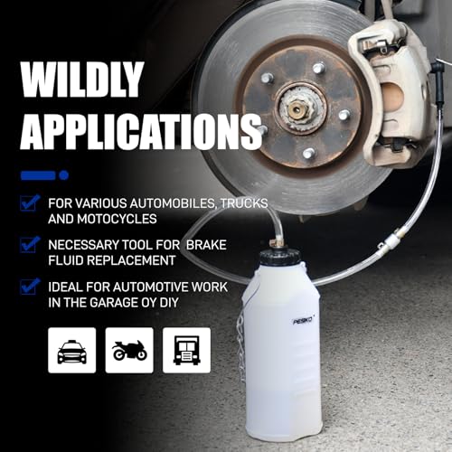 1L Brake Bleeder Bottle, Brake Fluid Bleeder Kit with One Way Check Valve 24 inch Tube and Rubber Connector for Collect Brake Fluid - color: 1 L Reservoir Bottle with One Way Check Valve