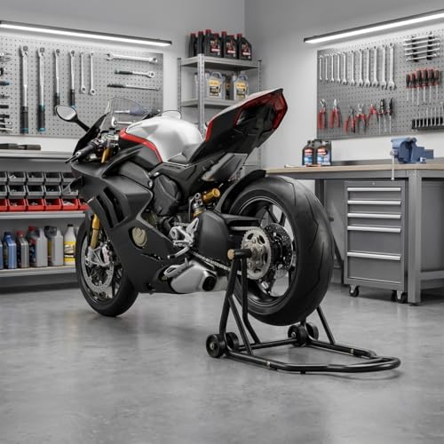 Motorcycle Stands Front and Rear Combo, 850 lbs Motorcycle Paddock Stand Set with U & L Swingarm Adapters, Universal Motorcycle Lift Stand for Honda Yamaha Kawasaki Suzuki Ducati BMW