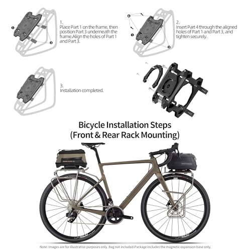 Rhinowalk Motorcycle Tail Bag Magnetic Expansion Base for Quick Release Magnetic Rear Seat Bag