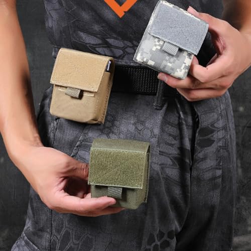 Azarxis Tactical Mini Belt Pouches, Multi-Purpose Small Battery Case Compact Utility EDC Card Slot Holder Waist Bags Military Molle Pack Sundries Storage Pack - color: #01 Army Green - 2 Pack
