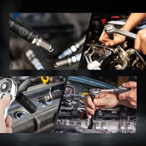 DURATECH 5/8" Swivel Magnetic Spark Plug Socket, 1MM Thin Wall Spark Plugs Socket with 12-Point, Enhanced Magnetic Head & Manganese Phosphate Coating, 3/8" Drive x 4" Total Length, Cr-V Steel Made - size: 5/8" x 3/8" x 4"