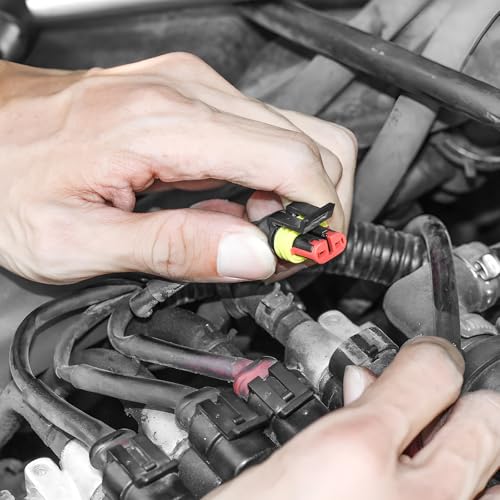 5PCS 2 Pin Way Electrical Wire Connectors, Waterproof 20 AWG Auto Electrical Connector Plug Socket Set, 2-Wire Male & Female Quick Disconnect Sealed Plug for Car Truck Boat