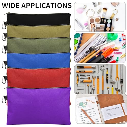 6 Pcs Tool Pouch with Zipper, Small Zipper Tool Bags, Multipurpose Utility Storage Organizer Pouches for DIYers, Electricians, Mechanics