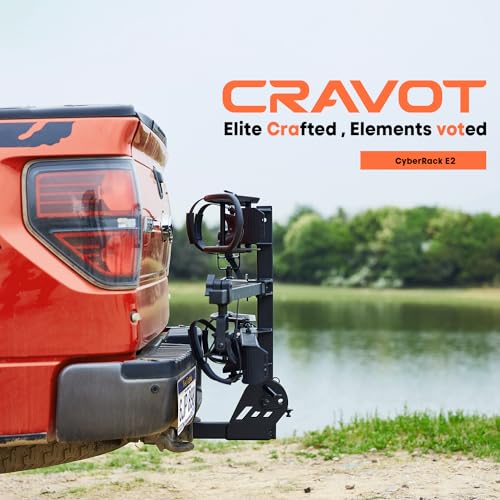 CRAVOT CyberRack E2 Hitch 2 EBike Rack with Ramp, 200 lbs Capacity Electric Bike Carrier Foldable Platform Mount, Up to 5-inch Fat Tire Bicycle for 2'' Receiver Cars Trucks SUVs Minivans RV, Trailer - size: E2 200lbs