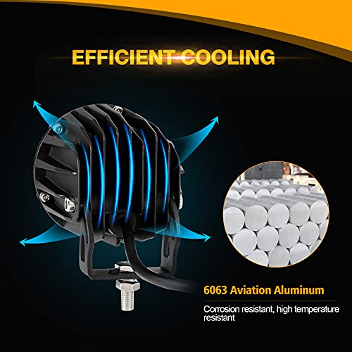 Auxbeam 3.5in 50W Round LED Offroad Light, 5000LM Amber Fog Light, Yellow Spot Flood Combo for Jeep & Truck - color: Amber Led Offroad Light