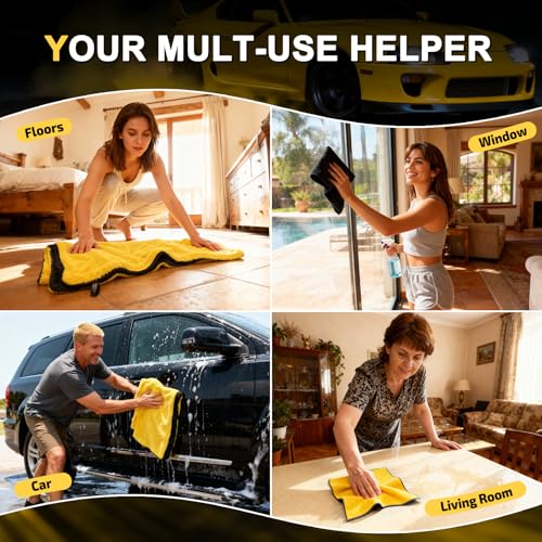 SMINDER 1400 GSM Car Drying Towels Car Detailing– XXL Microfiber Towels for Cars, Trucks (48" x 24"), Ultra-Absorbent, Streak-Free, Scratch-Free, No Water Spots, Double-Twist Pile & Edgeless Design