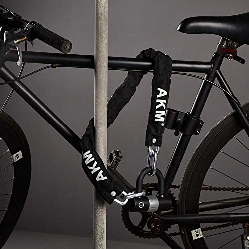 AKM Motorcycle Chain Lock 160cm/5.3ft Heavy Duty Bike Chain Lock Anti-Theft Durable 10mm Thick Ring Security Bicycle Chain Lock with 4Keys 16mm U Lock for Moped,Scooter,Motorcycles - size: 5.3ft/160cm x 10mm Diameter Chain with Lock