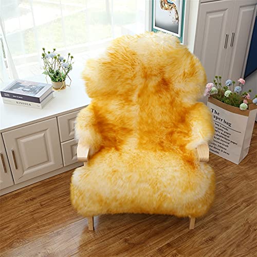 Real Genuine Sheepskin Rug Natural Fur Rug Sheep Skin Rugs Full Sheepskin Rugs Authentic Sheep Skin Throw Lambskin Seat Covers for Chairs Wool Seat Pad Cushion (2.3X3.28 ft) - color: 6
