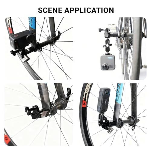 360° Adjustable Motorcycle Handlebar Camera Mount Bracke,1/4 Inch Metal Stand with Double Ball Head Compatible with GoPro Hero 10/9/8/7/6/5/4/3+ DJI Osmo Action & Most Action Cameras for Bicycle