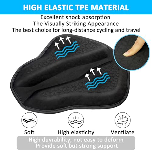 VENROCK Motorcycle Gel Seat Cushion Universal Motorcycle Seat Pad Improved Ventilation Groove Shake Rider Cushion 3D Honeycomb Breathable Structure Shock Absorption Stay Cool Comfortable in Long Rides