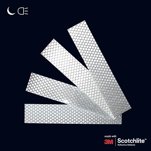 Salzmann Diamond Grade Reflective Sticker, 4pcs, Waterproof, All-Weather, 3M Material, White, for Car | Made with 3M Reflective Material | Waterproof Safety Decals | Yellow, Orange, Red & White - color: White