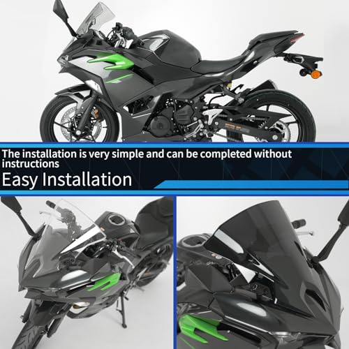 Double Bubble Windshield Windscreen for Kawasaki Ninja 500/500 ABS / 500 SE 2024 2025 Motorcycle Front Fairing Air Deflector Windshield Spoiler (Clear) - color: Clear