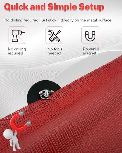 Safety Flags for Trucks with Heavy Duty Magnets Kit, 18 x 18 Inch Reflective Safety Flag with Wire Loop High Visibility Cross-Reflective Strip for Truck Hunting Bike Trailer Hauling (Red-4 Set) - color: Red Magnetic Safety Flags with Cross Reflective Stri
