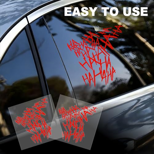 Hahaha Car Stickers Decals, Joker Haha Car Windshield Stickers, Funny Motorcycle Helmet Decal, Evil Auto Body Window Bumper Laptop Cooler Cup Decals Universal for Trucks Motorcycles (Red) - color: red