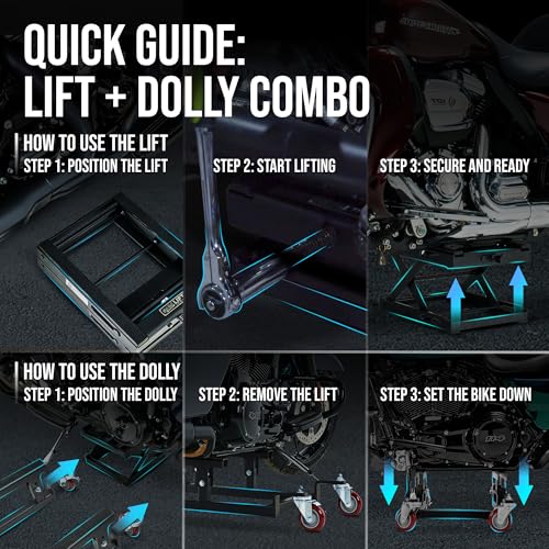 Let's Roll Cruiser Apexx Package Deal Motorcycle Dolly and Lift - 1200 LB Heavy Duty Scissor Motorcycle Lift Jack & Dolly for Garage Storage, Scissor Lifts Jack and Moving Dolly - Made in The USA - style: Pro