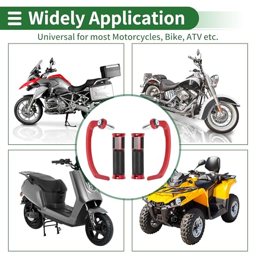 7/8" 22mm 15/16" 24mm Motorcycle Hand Grips Cover Kit Aluminum Alloy Rubber Handlebar End Grips Red 1 Set - color: Red