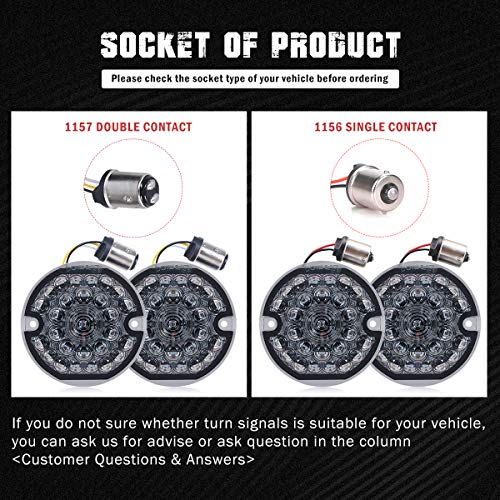 3-1/4 Inch LED Turn Signal Kit 1157 Double Base Front Turn Signal + 1156 Single Connector Red Rear Signal Lights Compatible with Harley Road Glide Road King Softail Ultra - color: Red/Red, size: 1157 Front+1156 Rear