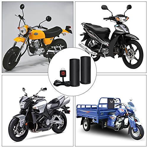 Heated Motorcycle Grips Covers, IP67 Waterproof Winter Motorcycle Gear, Heated Grips for 12V ATV Motorcycle Hand Grip with Temperature Adjustable & Fast Heating