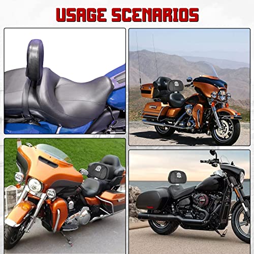 INNOGLOW Motorcycle Backrest - Adjustable Detachable Driver Rider Backrest Chrome Back Rest Pad Fit for Harley Davidson Touring Street Glide Electra Glide Road Glide Road King CVO 2009-2020 - color: Style-2/Chrome Arm(with skull printed)
