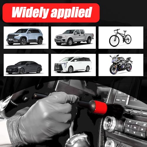 Car Detailing Brush Set, Car Detailing Kit, 5 Different Size Boar Hair Mixed Fiber Plastic Handle Auto Detail Brushes, Auto Interior Cleaning Tool for Leather Seat Wheels Engine Air Vent