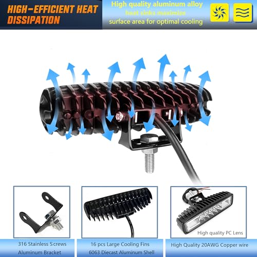 2PC Super Bright Led Boat Lights- Waterproof High/Low Beam Spot Flood Combo Light Bar for Boats, Trucks, Off-Road, Cars, Motorcycles 30W/2400LM Marine Deck Dock Light,Fog Lamp for Night Fishing Kayak - size: 2PCS